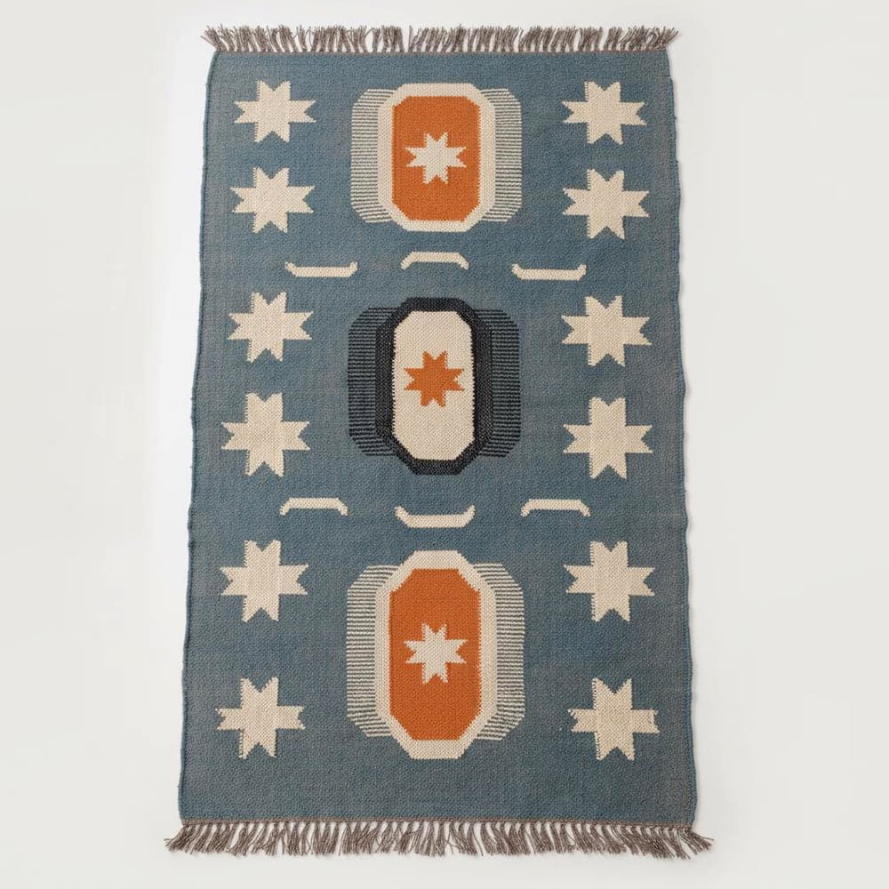 Handcrafted Jute Multicolor Vintage Dhurrie For Living Room